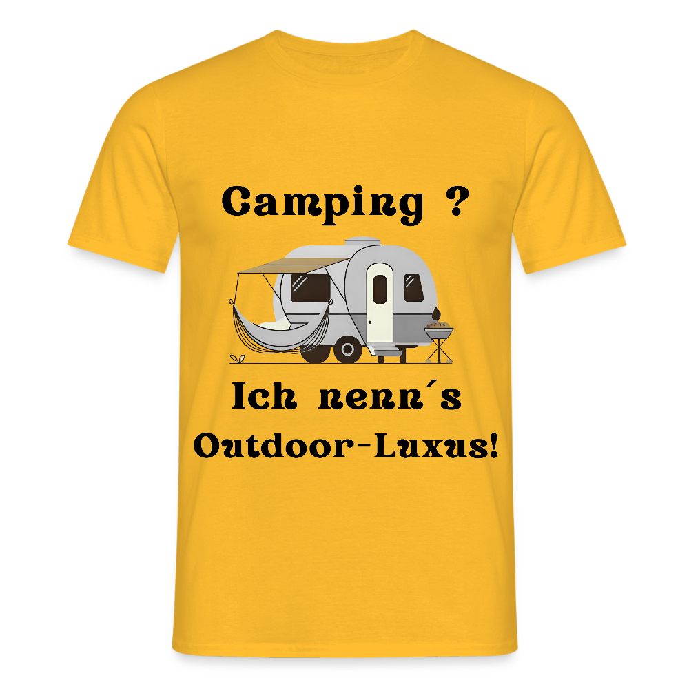 Camping? Ich nenn´s Outdoor - Luxus! | Männer T-Shirt - Gelb