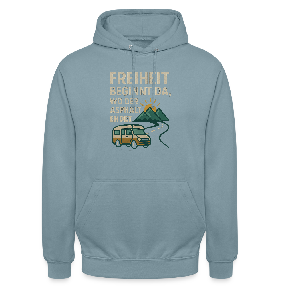 Freiheit beginnt da, wo der Asphalt endet | Unisex Hoodie - Nebelblau