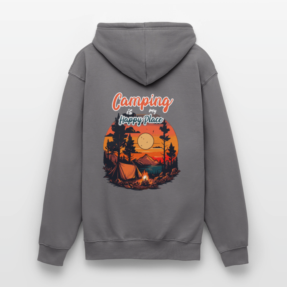 CAMPING IS MY HAPPY PLACE | Unisex Hoodie - Mittelgrau