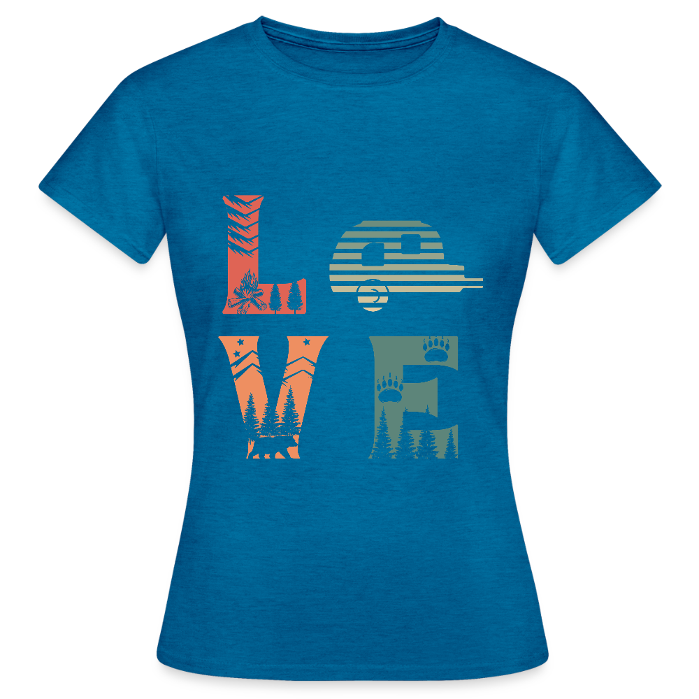 LOVE | Frauen T-Shirt - Antikblaues Saphir meliert