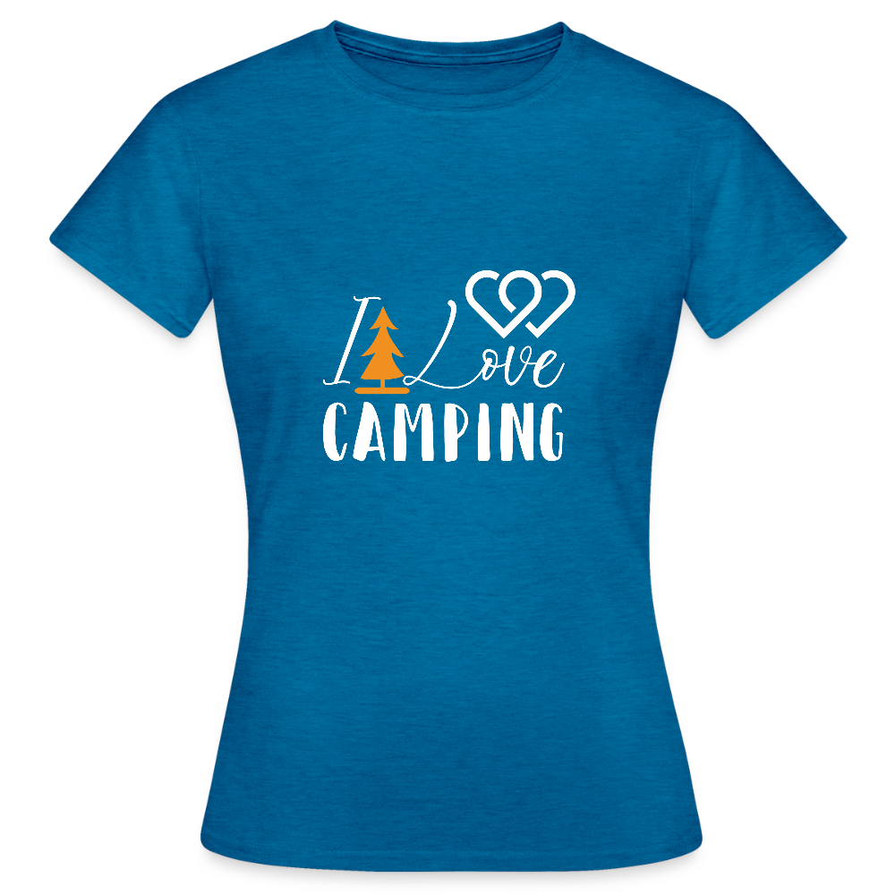 I LOVE CAMPING | Frauen T-Shirt - Antikblaues Saphir meliert