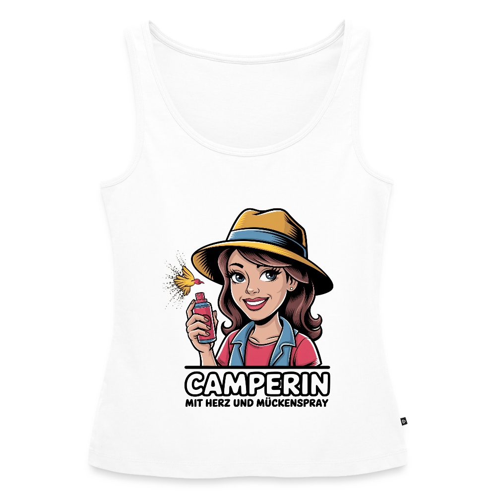 Camperin mit Herz und Mückenspray | Frauen Tank Top - Weiß