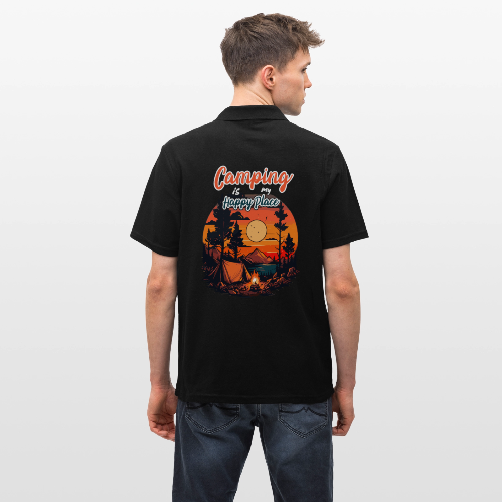 CAMPING IS MY HAPPY PLACE | Männer Poloshirt - Schwarz