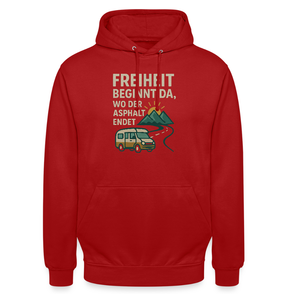 Freiheit beginnt da, wo der Asphalt endet | Unisex Hoodie - Rot