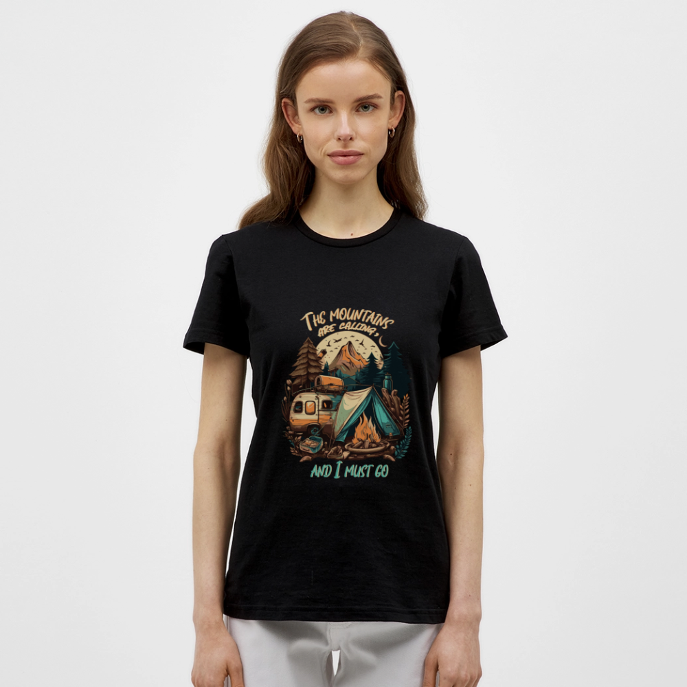 THE MOUNTAINS ARE CALLING | Frauen T-Shirt - Schwarz