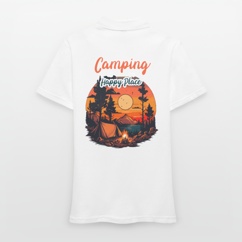 CAMPING IS MY HAPPY PLACE | Frauen Polo Shirt - Weiß