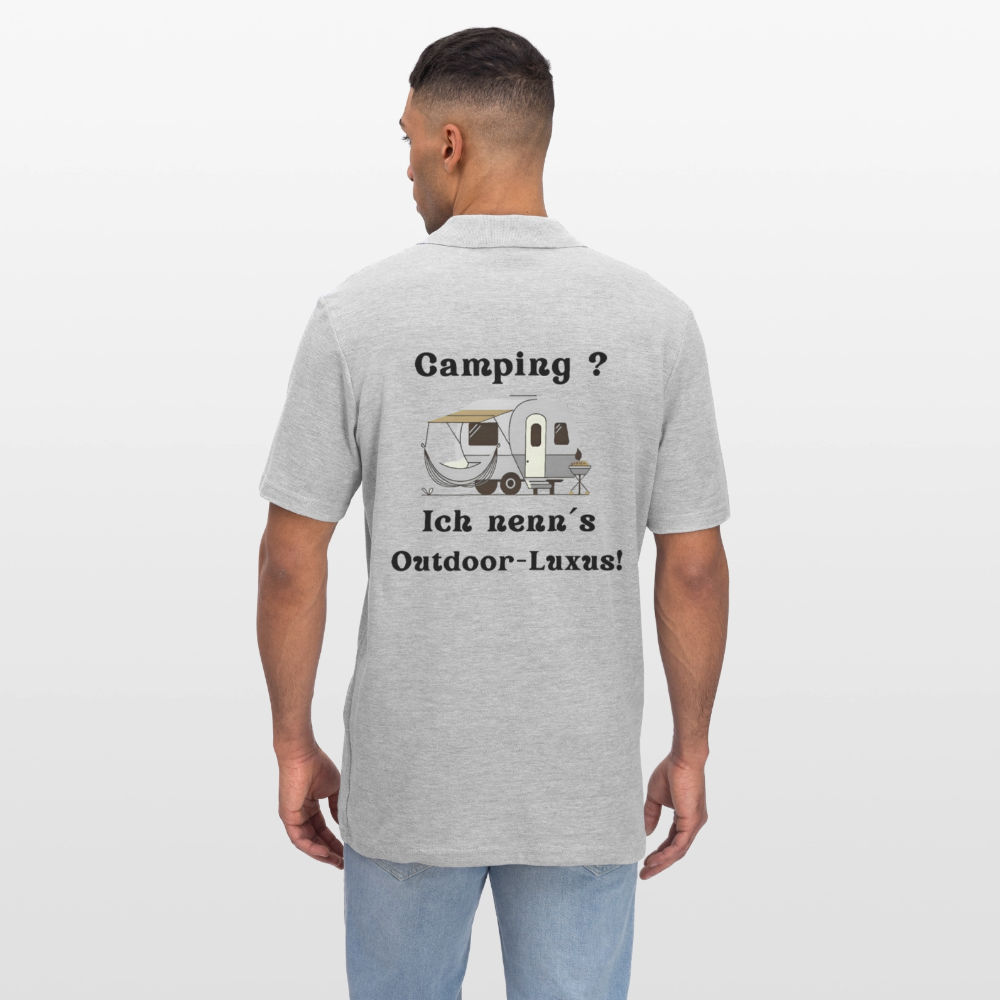 Camping? Ich nenn´s Outdoor - Luxus! | Männer Poloshirt - Grau meliert