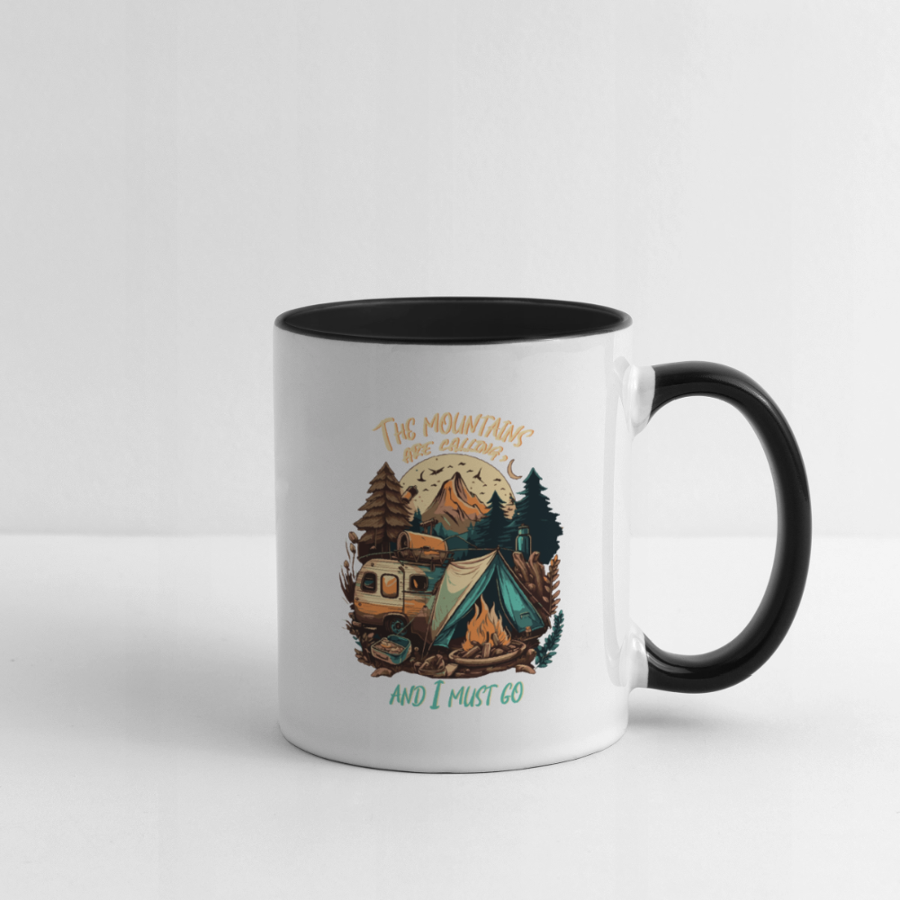 THE MOUNTAINS ARE CALLING | Tasse zweifarbig - Weiß/Schwarz