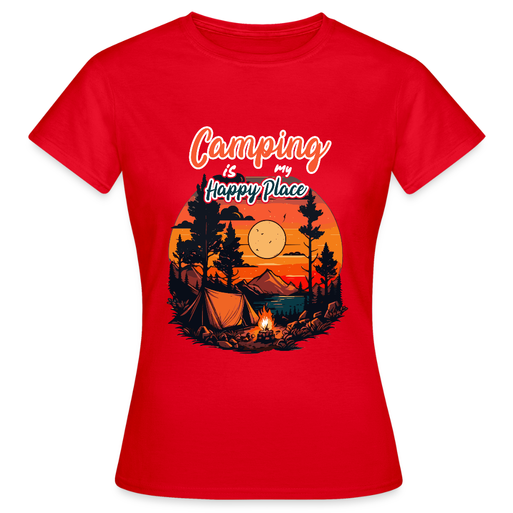 CAMPING IS MY HAPPY PLACE | Frauen T-Shirt - Rot