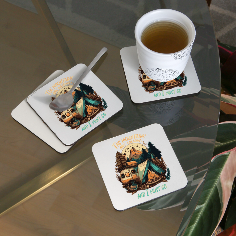 THE MOUNTAINS ARE CALLING | Untersetzer (4er-Set) - Weiß