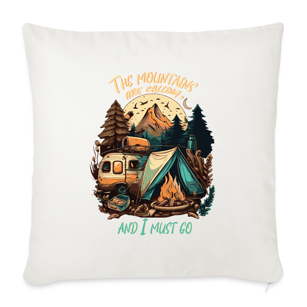 THE MOUNTAINS ARE CALLING | Sofakissenbezug 44 x 44 cm - Naturweiß 