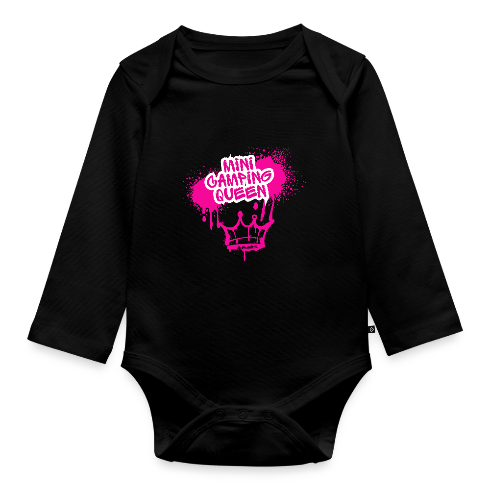 MINI CAMPING QUEEN | Baby Bio-Langarm-Body - Schwarz