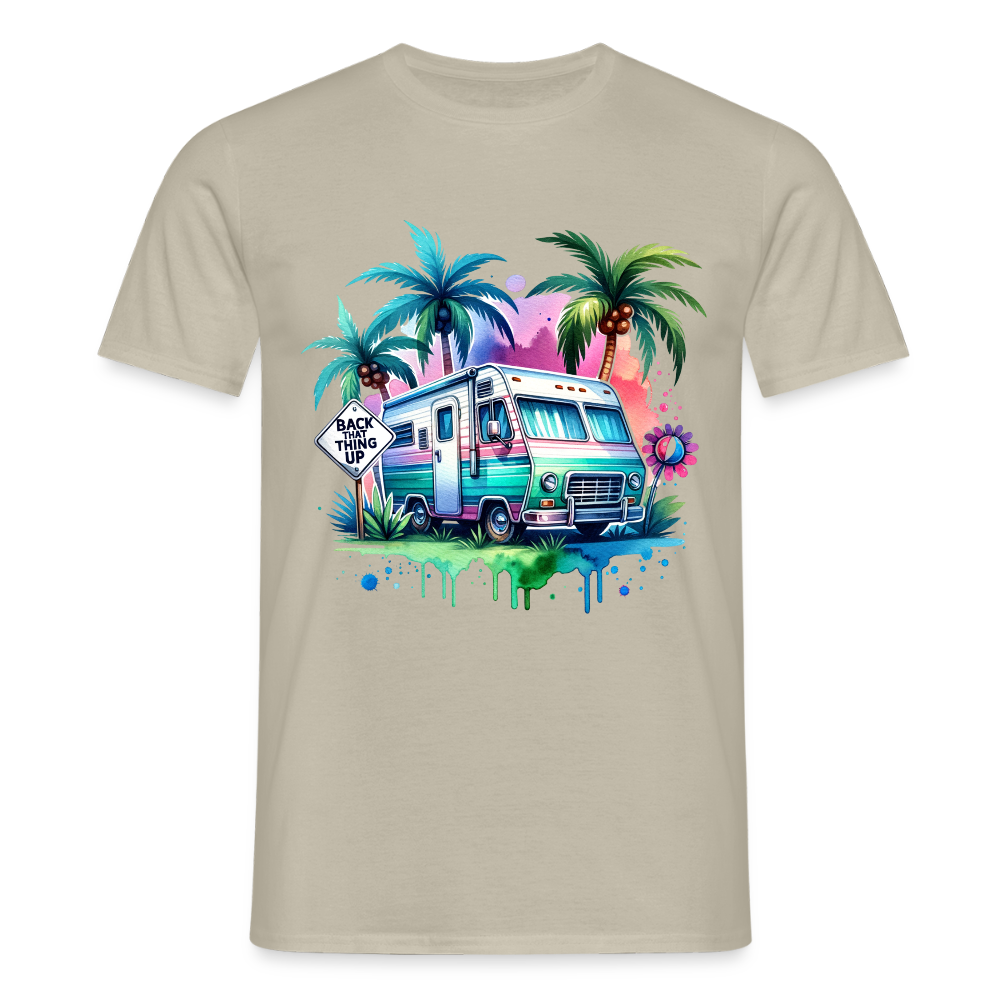 Wohnmobil unter Palmen | Männer T-Shirt - Sandbeige
