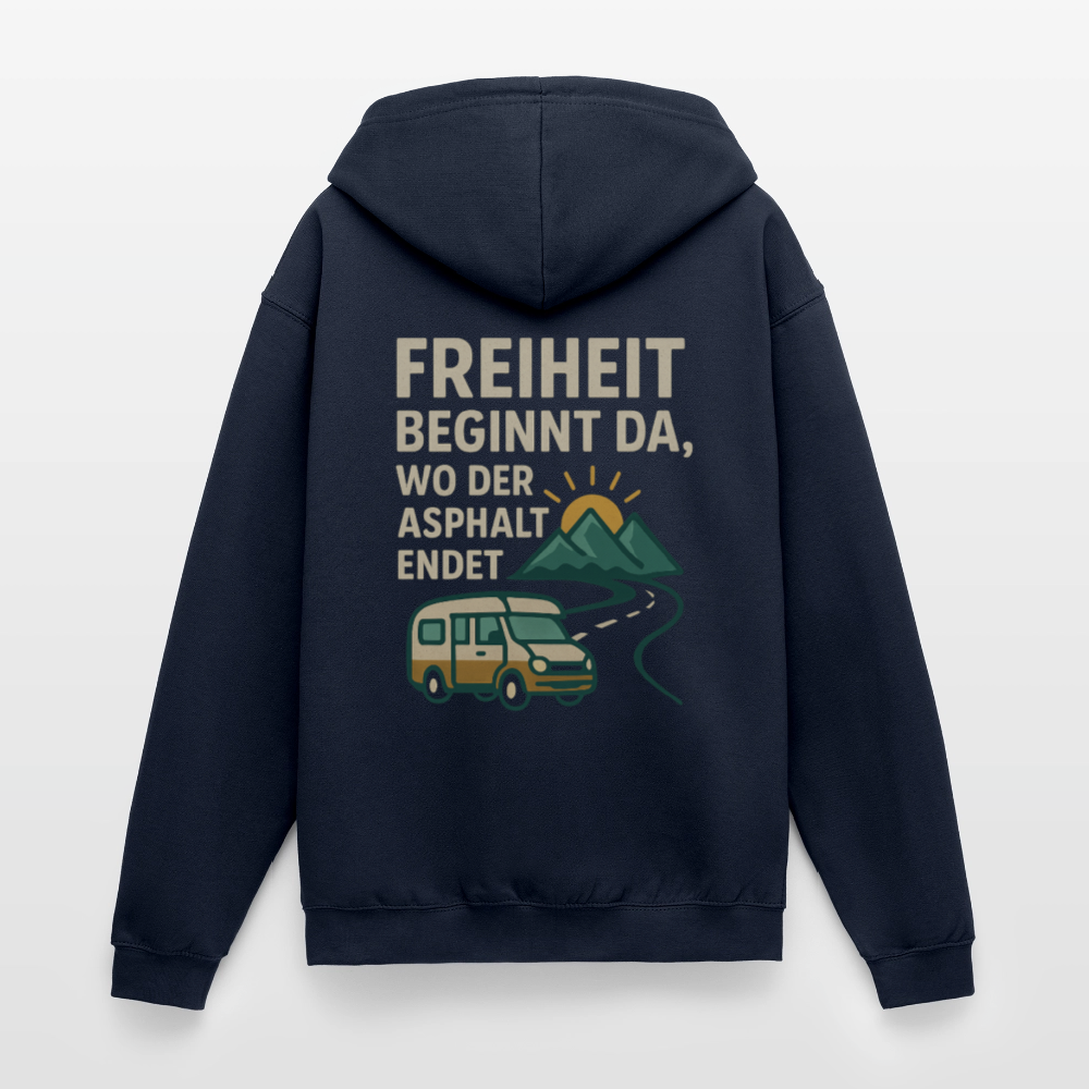 Freiheit beginnt da, wo der Asphalt endet | Unisex Kapuzenjacke - Navy