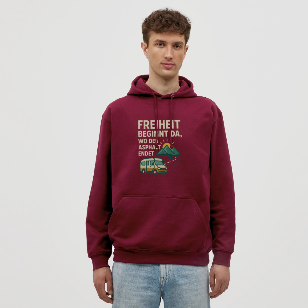 Freiheit beginnt da, wo der Asphalt endet | Unisex Hoodie - Bordeaux