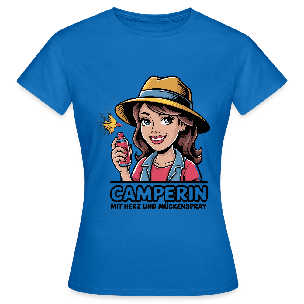 Camperin mit Herz und Mückenspray | Frauen T-Shirt - Royalblau