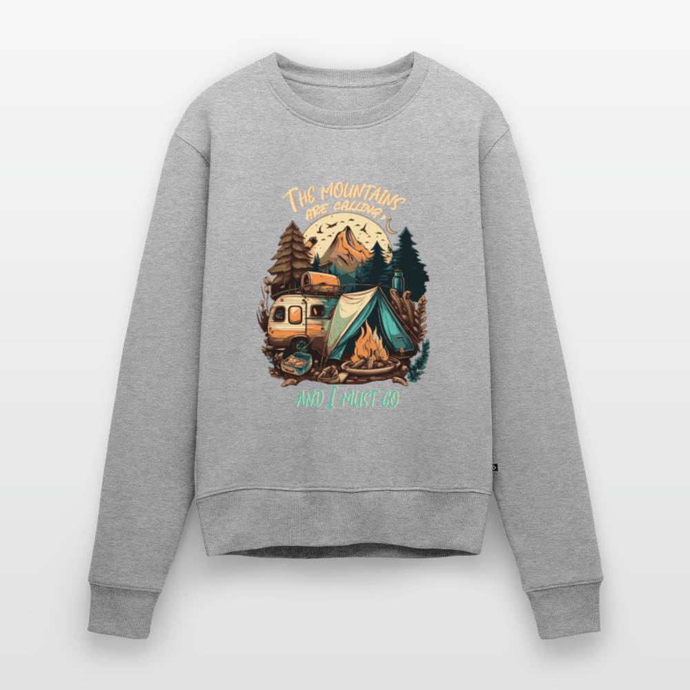 THE MOUNTAINS ARE CALLING | Frauen Premium Pullover - Grau meliert