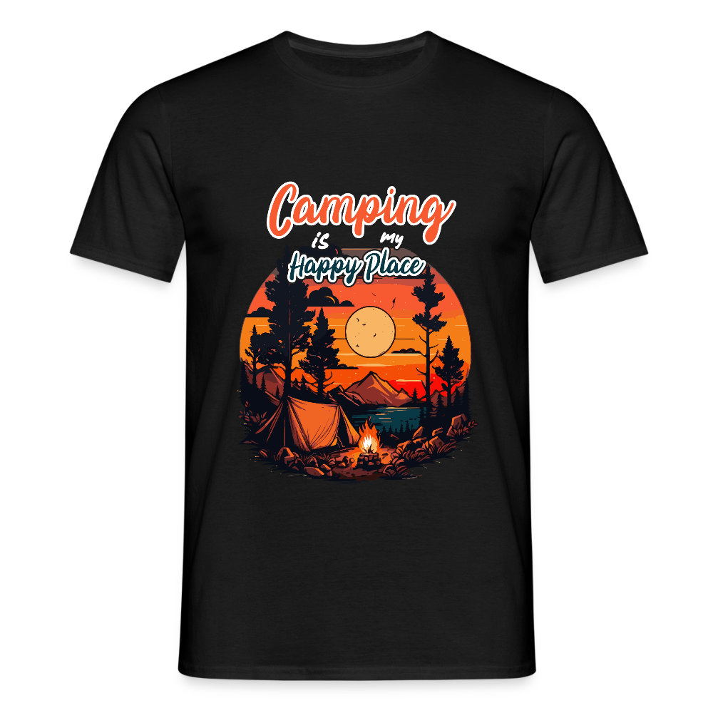CAMPING IS MY HAPPY PLACE | Männer T-Shirt - Schwarz