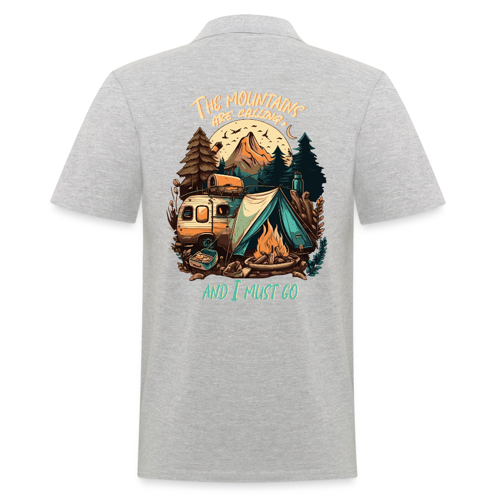 THE MOUNTAINS ARE CALLING | Männer Poloshirt - Grau meliert