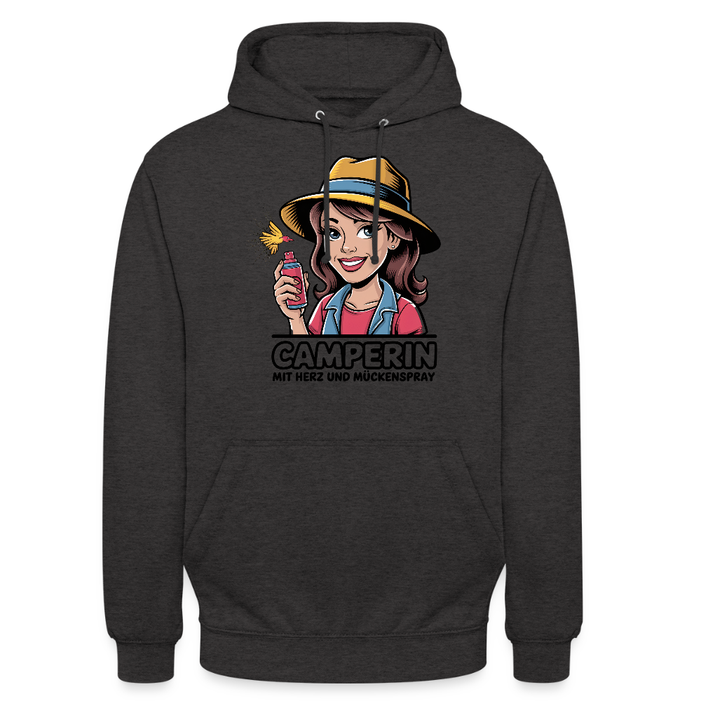 Camperin mit Herz und Mückenspray | Unisex Hoodie - Anthrazit