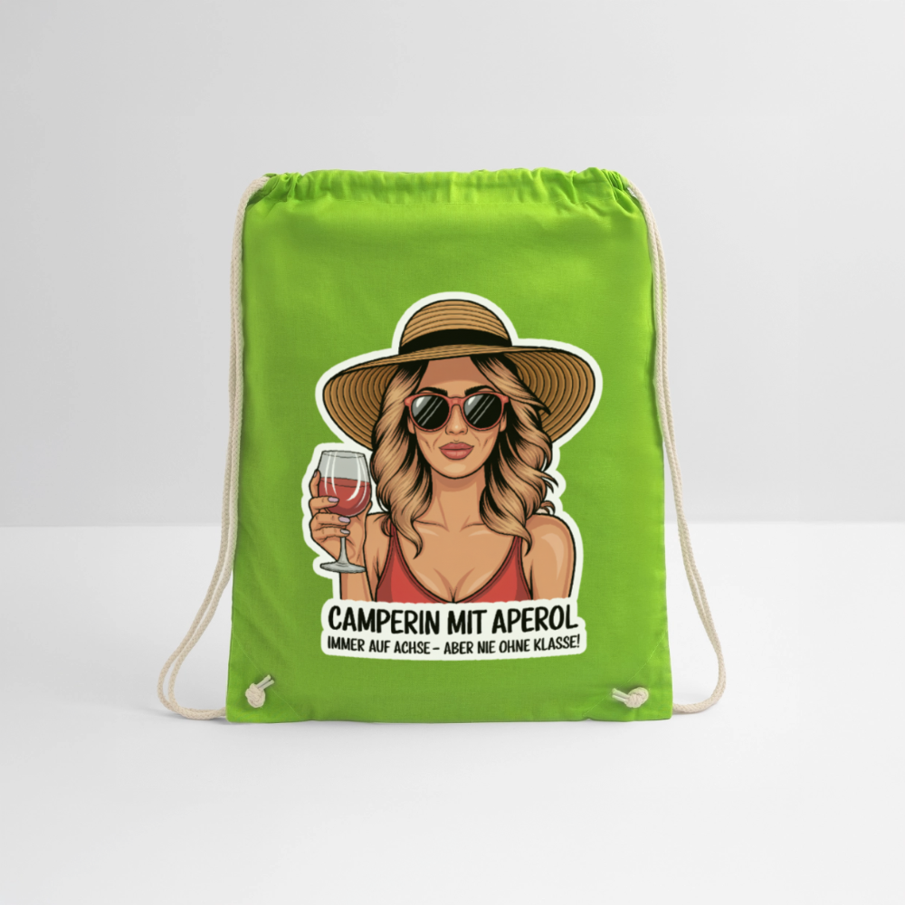 Camperin mit Aperol I Turnbeutel - Neongrün