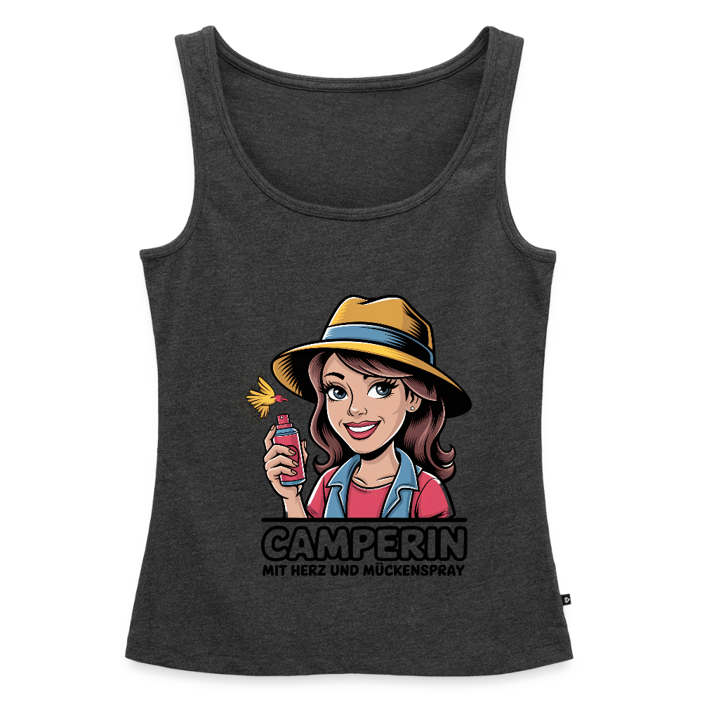 Camperin mit Herz und Mückenspray | Frauen Tank Top - Anthrazit meliert