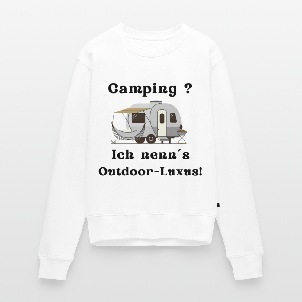 Camping? Ich nenn´s Outdoor - Luxus! | Frauen Premium Pullover - Weiß