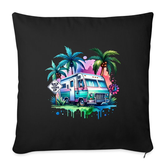 Wohnmobil unter Palmen | Sofakissenbezug 44 x 44 cm - Schwarz