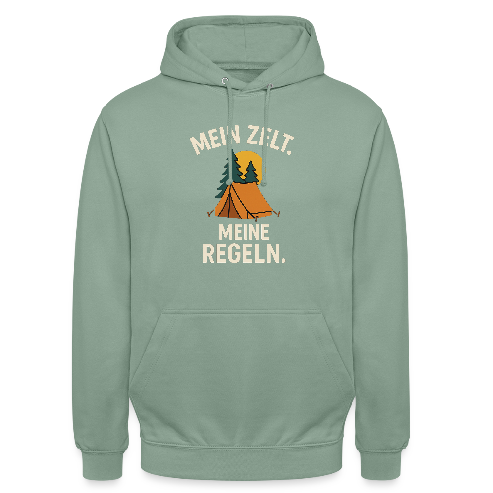 Mein Zelt. Meine Regeln | Unisex Hoodie - Graugrün