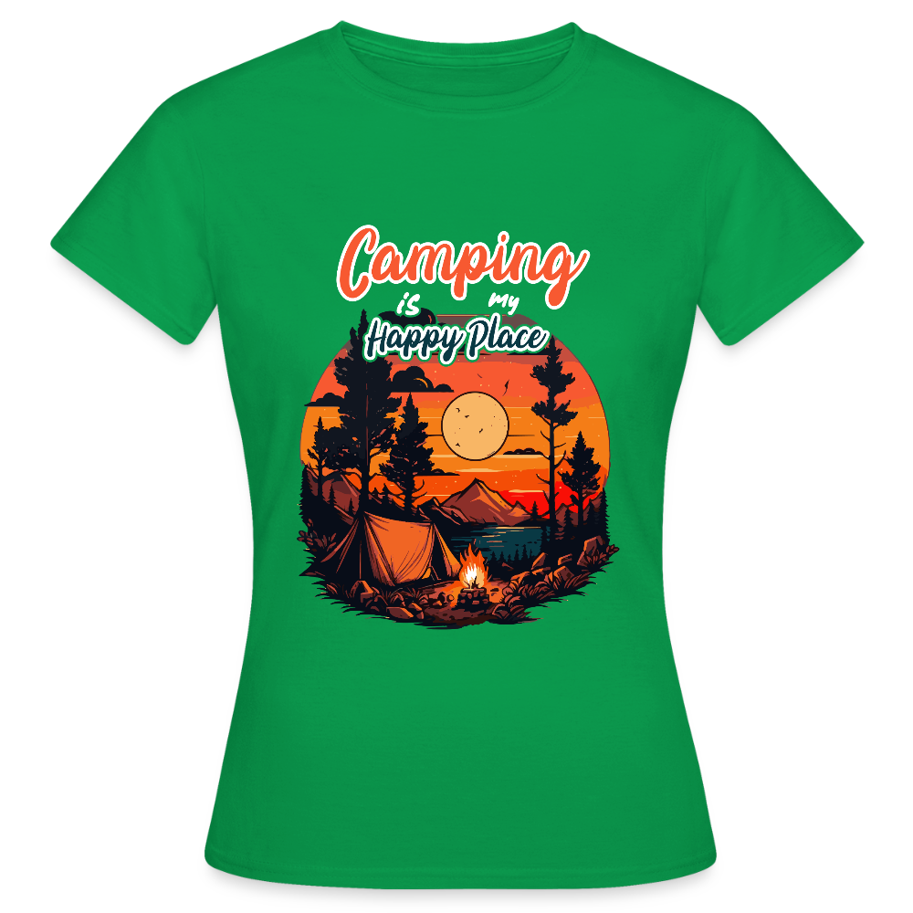 CAMPING IS MY HAPPY PLACE | Frauen T-Shirt - Kelly Green
