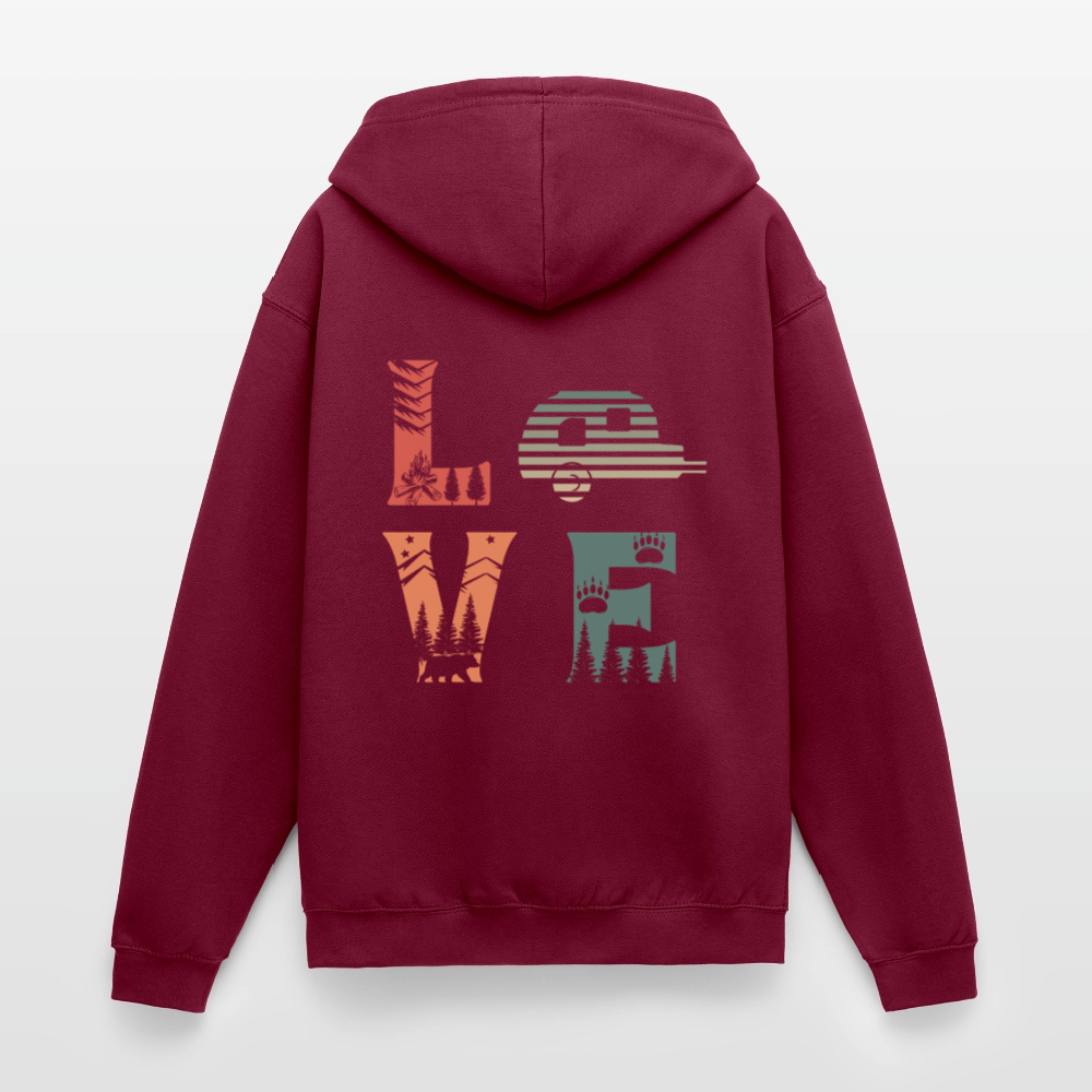 LOVE | Unisex Kapuzenjacke - Bordeaux