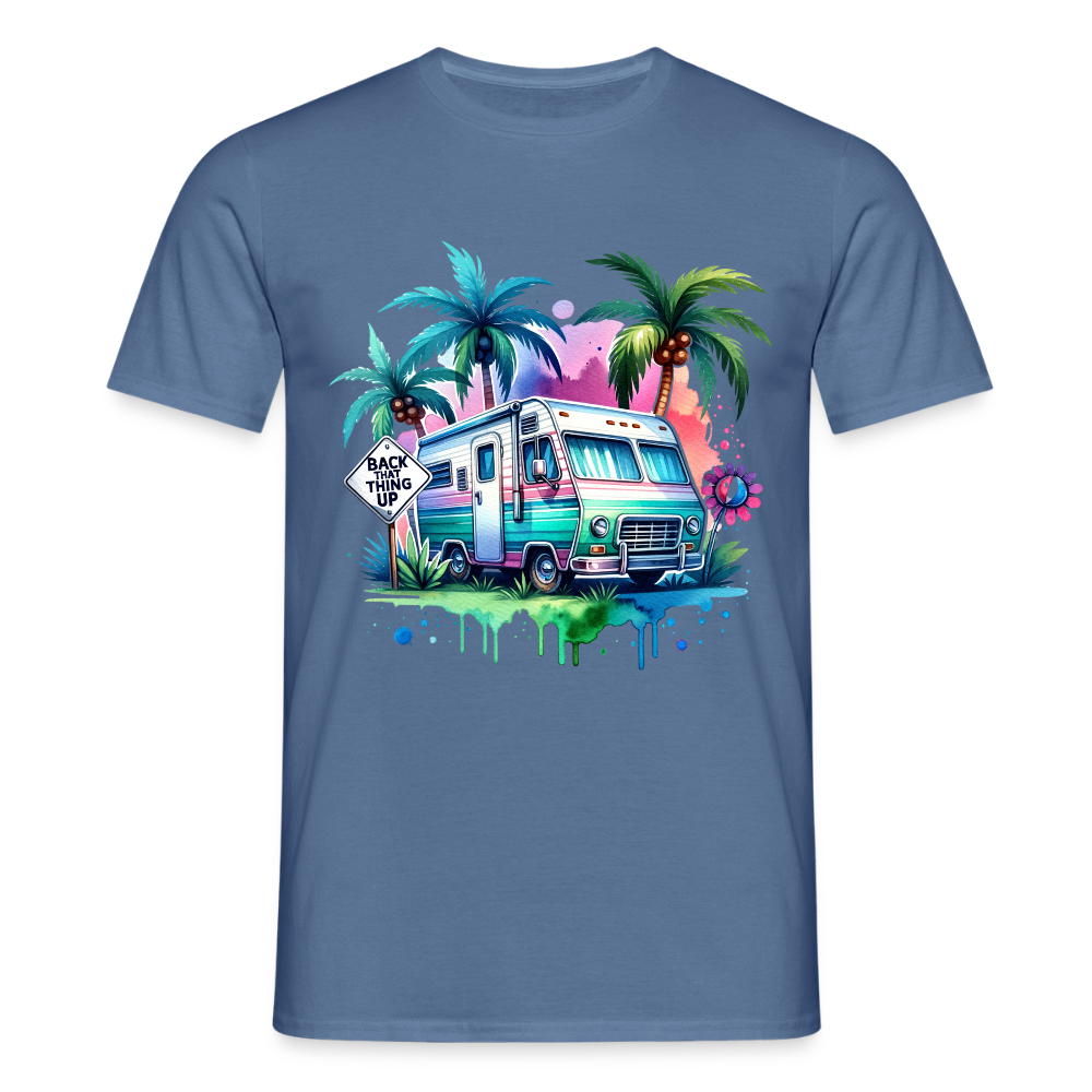 Wohnmobil unter Palmen | Männer T-Shirt - Taubenblau 