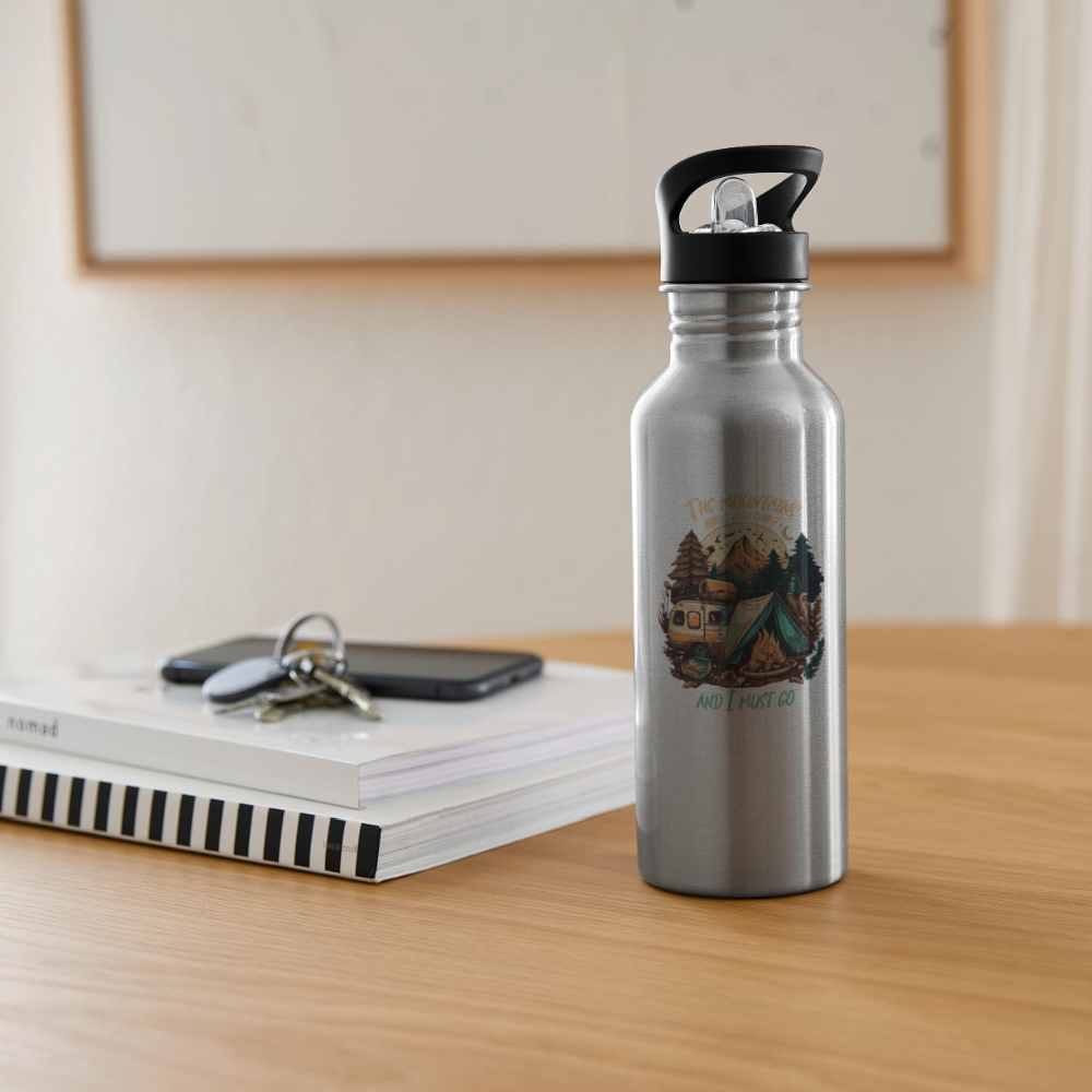 THE MOUNTAINS ARE CALLING | Trinkflasche - Lightsilver