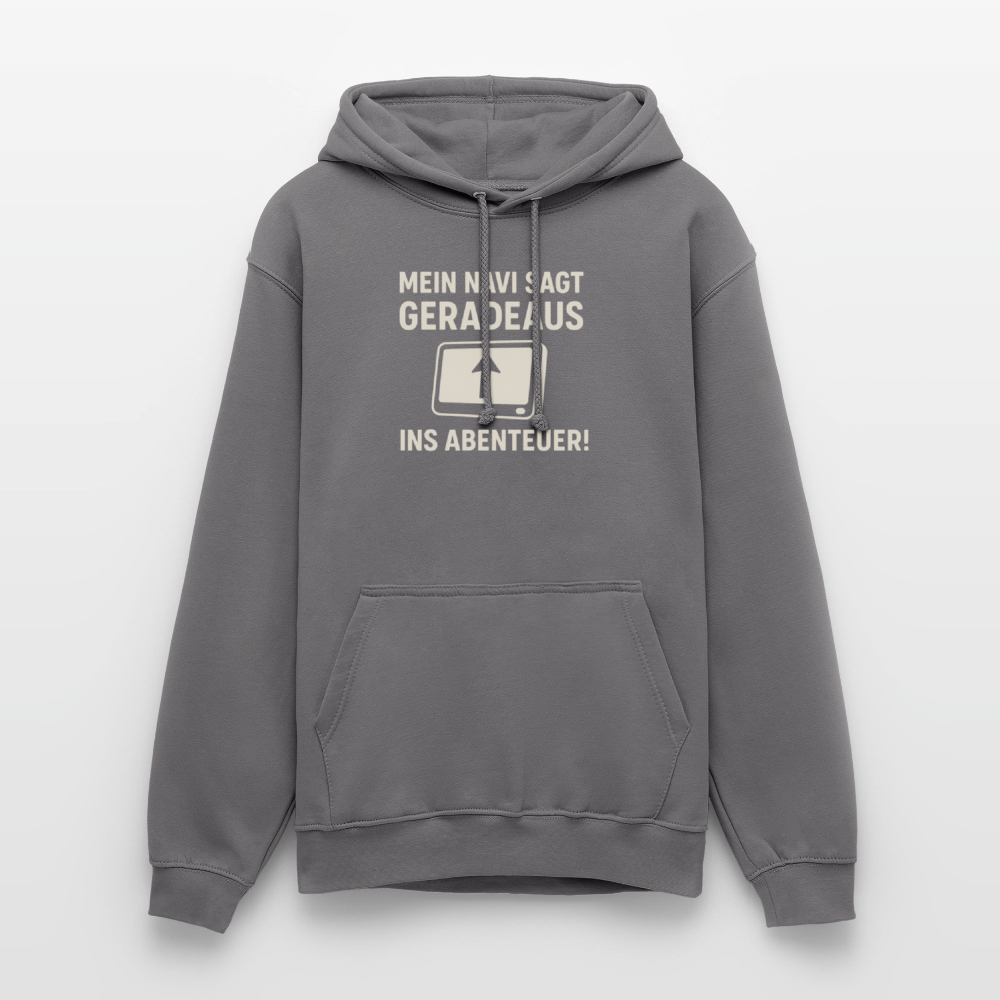 Mein Navi sagt geradeaus ins Abenteuer! | Unisex Hoodie - Mittelgrau