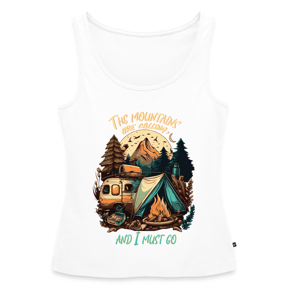THE MOUNTAINS ARE CALLING | Frauen Premium Tank Top - Weiß