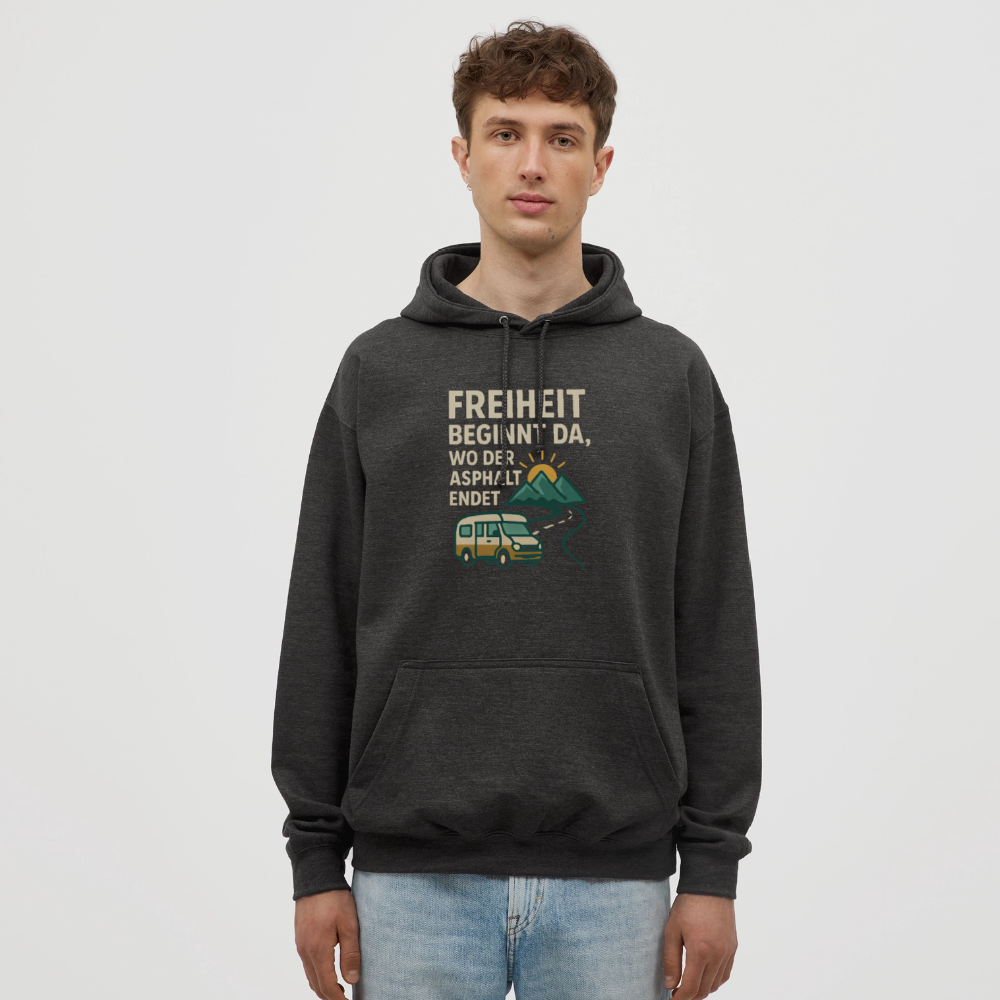 Freiheit beginnt da, wo der Asphalt endet | Unisex Hoodie - Anthrazit