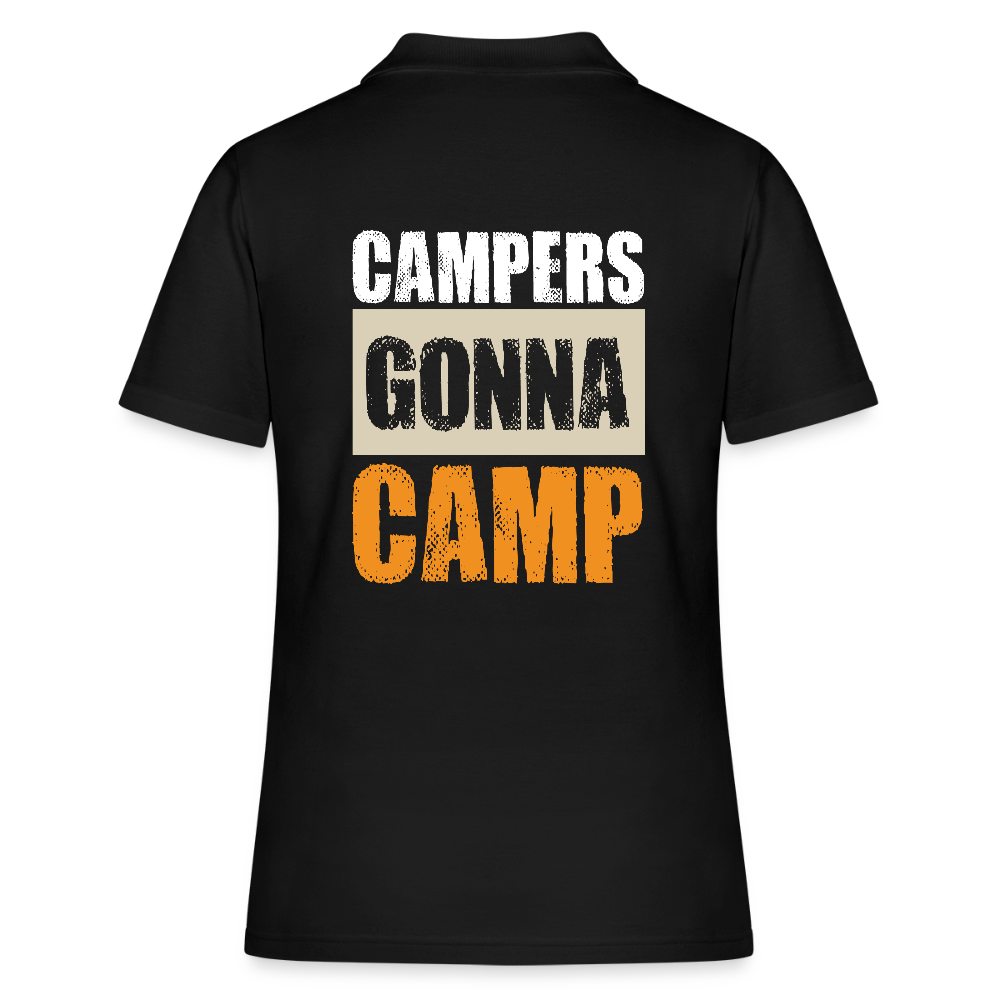 CAMPERS GONNA CAMP | Frauen Polo Shirt - Schwarz