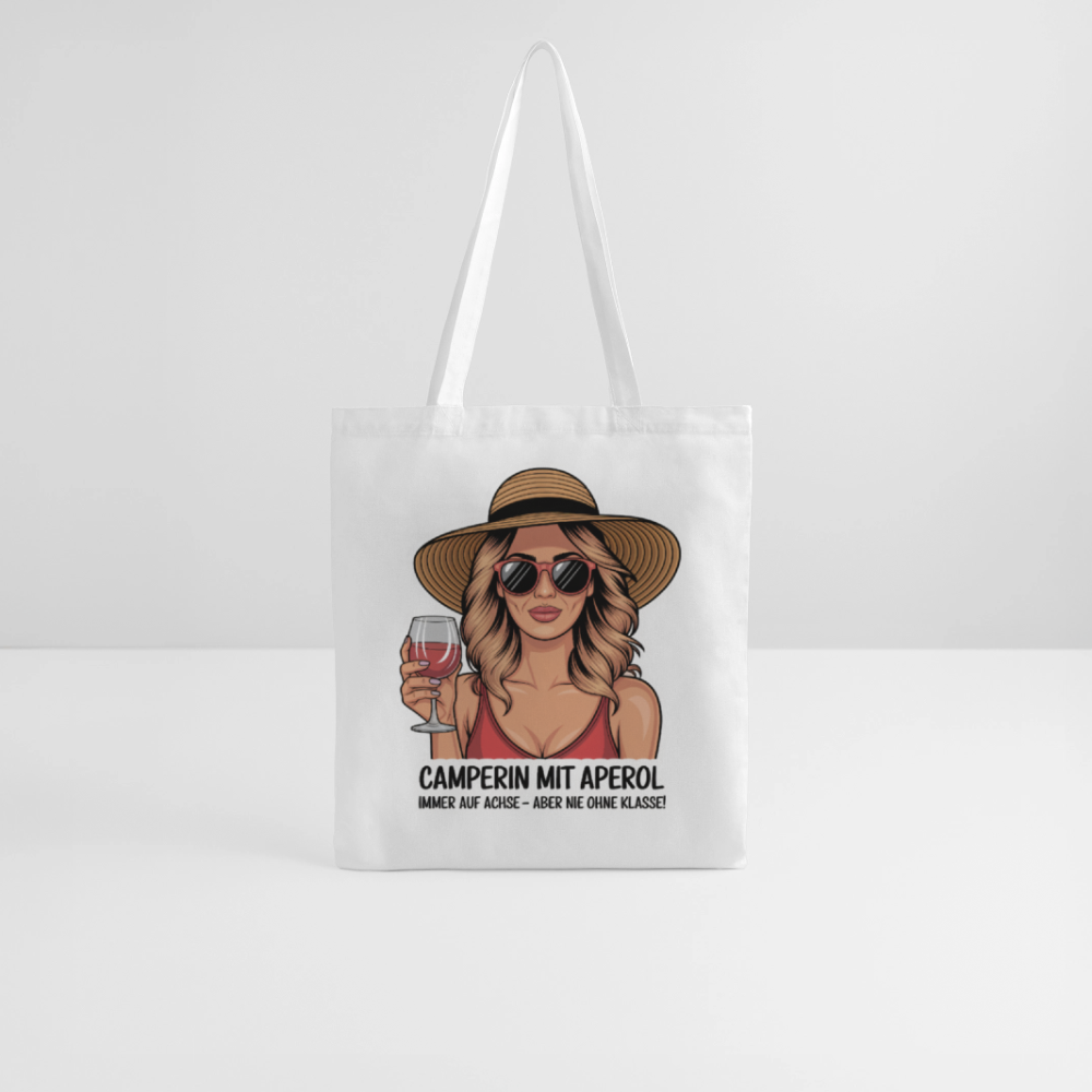 Camperin mit Aperol I Stoffbeutel - Weiß