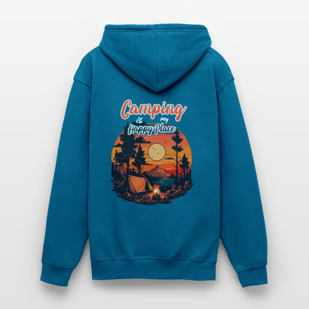 CAMPING IS MY HAPPY PLACE | Unisex Hoodie - Tiefseeblau 
