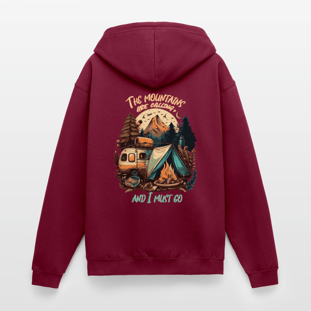 THE MOUNTAINS ARE CALLING | Unisex Kapuzenjacke - Bordeaux