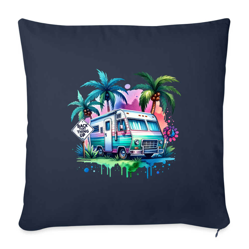 Wohnmobil unter Palmen | Sofakissenbezug 44 x 44 cm - Navy