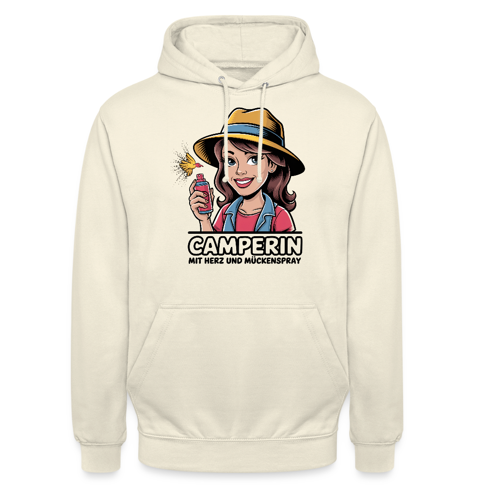 Camperin mit Herz und Mückenspray | Unisex Hoodie - Vanille-Milchshake
