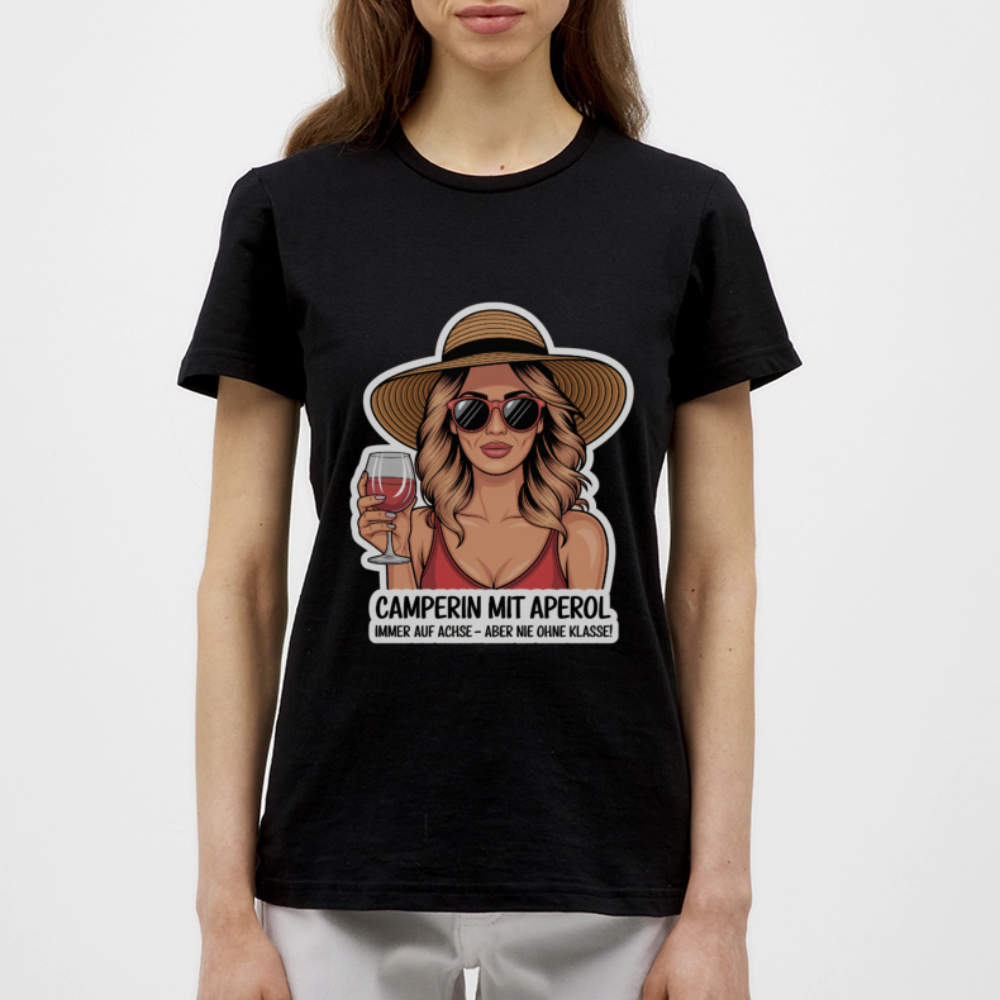 Camperin mit Aperol I Frauen T-Shirt - Schwarz