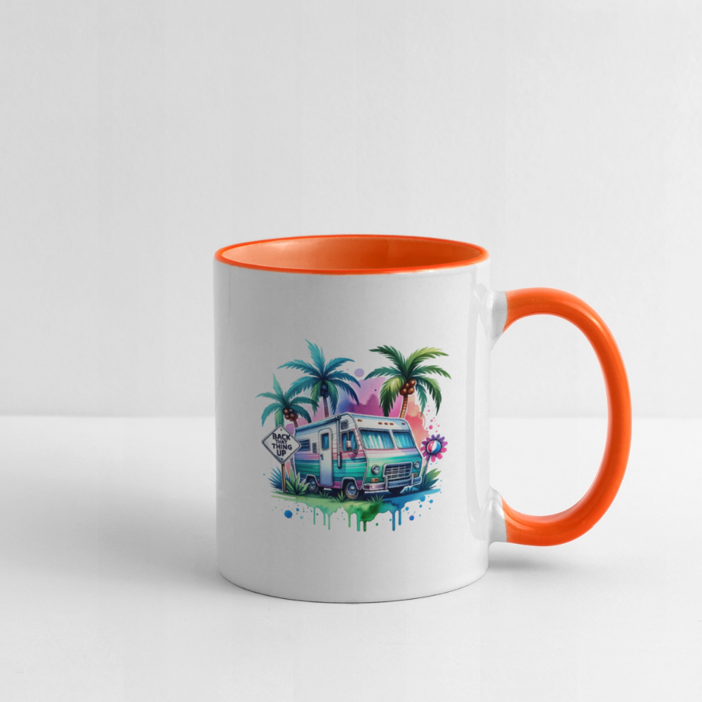 Wohnmobil unter Palmen | Tasse zweifarbig - Weiß/Orange