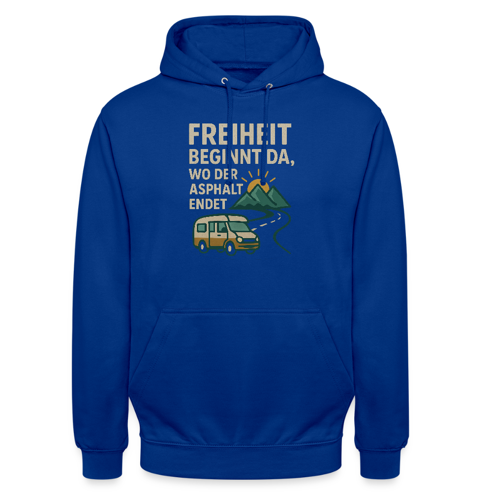 Freiheit beginnt da, wo der Asphalt endet | Unisex Hoodie - Royalblau