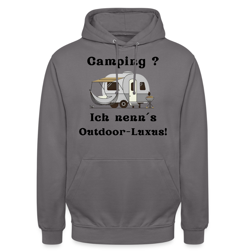 Camping? Ich neen´s Outdoor - Luxus! | Unisex Hoodie - Mittelgrau