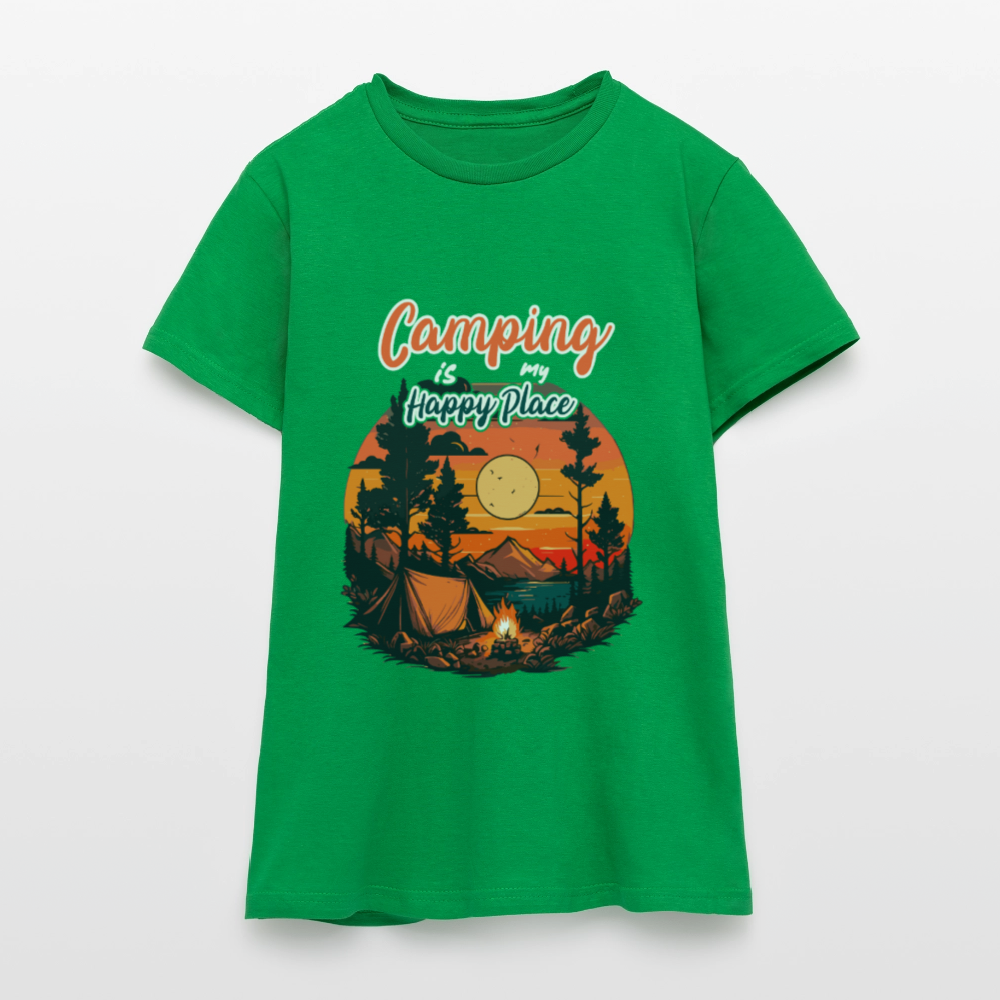 CAMPING IS MY HAPPY PLACE | Frauen T-Shirt - Kelly Green