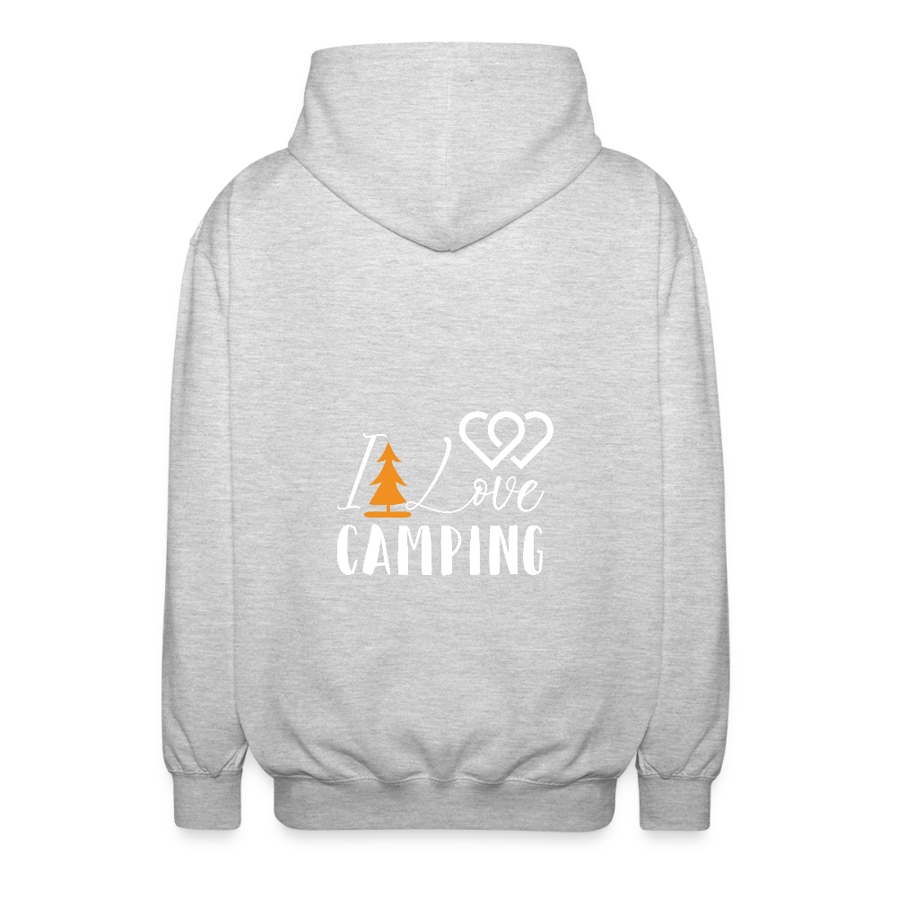 I LOVE CAMPING | Unisex Kapuzenjacke - Hellgrau meliert