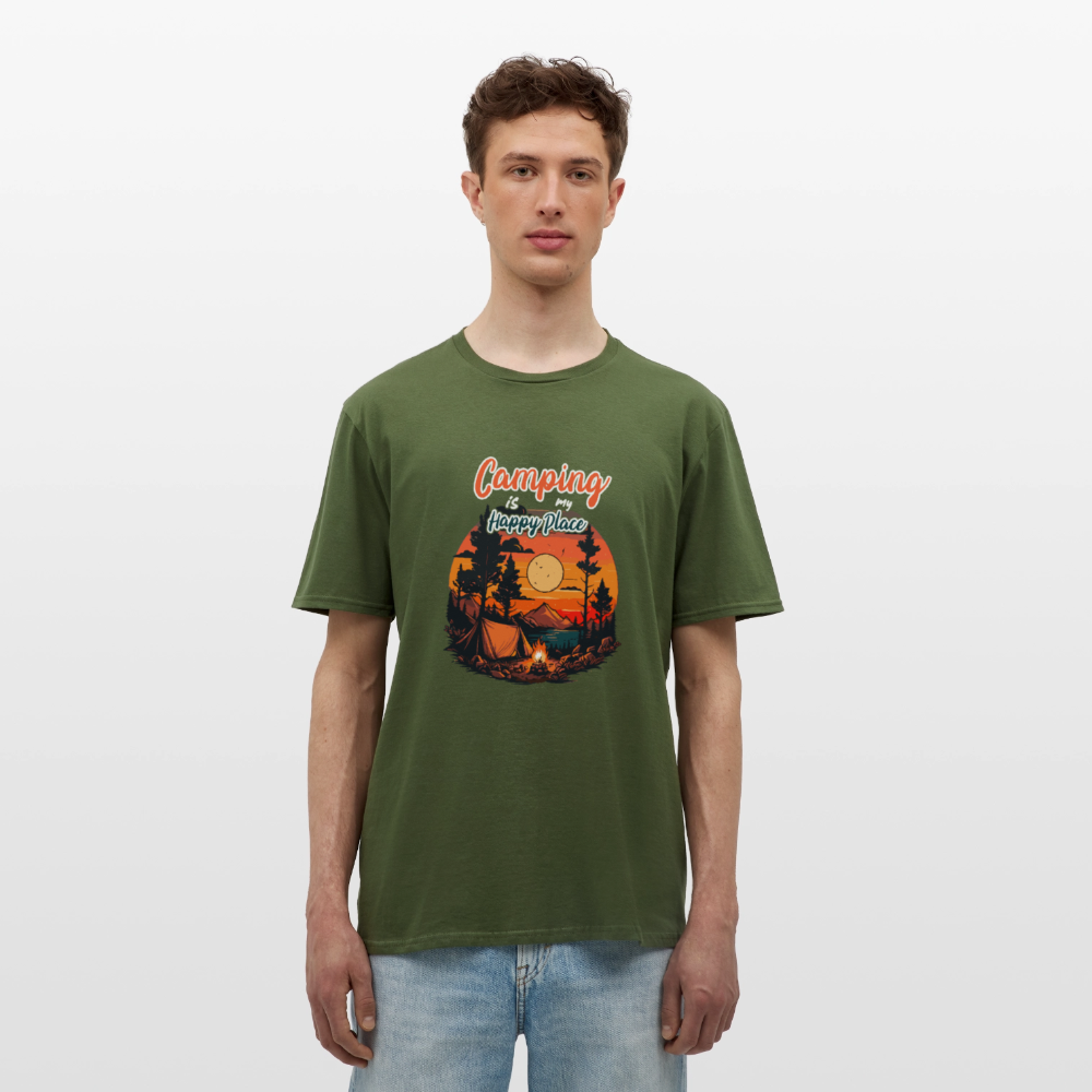 CAMPING IS MY HAPPY PLACE | Männer T-Shirt - Militärgrün